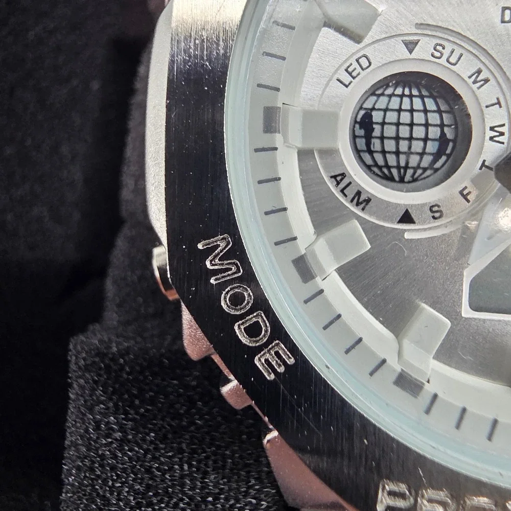 Invicta Activa Dual Time Mens Watch Silver Octagon Case Stainless Steel 40049